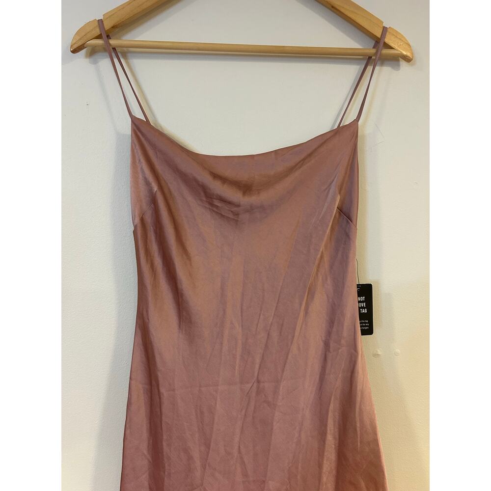 Elegant Rose Pink Slip Dress Silk Like Sz XS Cowl Neck Spaghetti Straps Formal